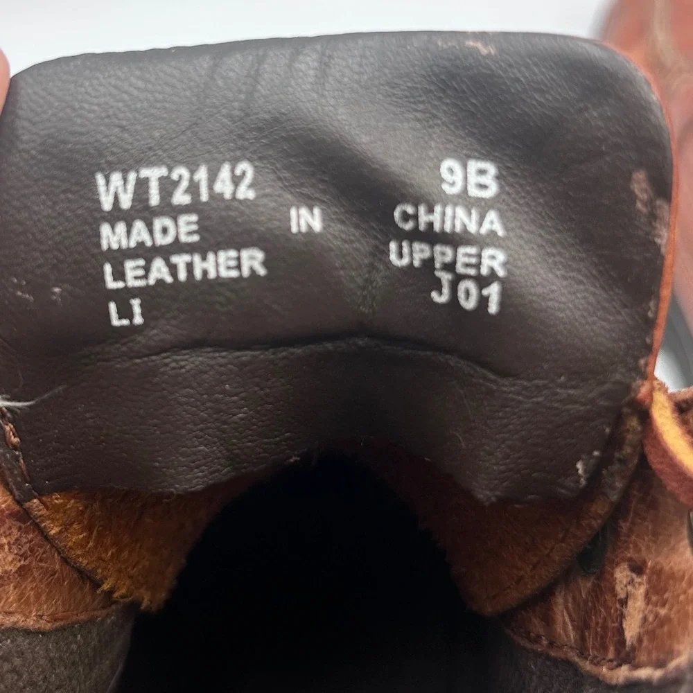 Ralph Lauren Polo Sport Brown Leather Buckle Strap Hiking Boots WT2142 Mens 9B